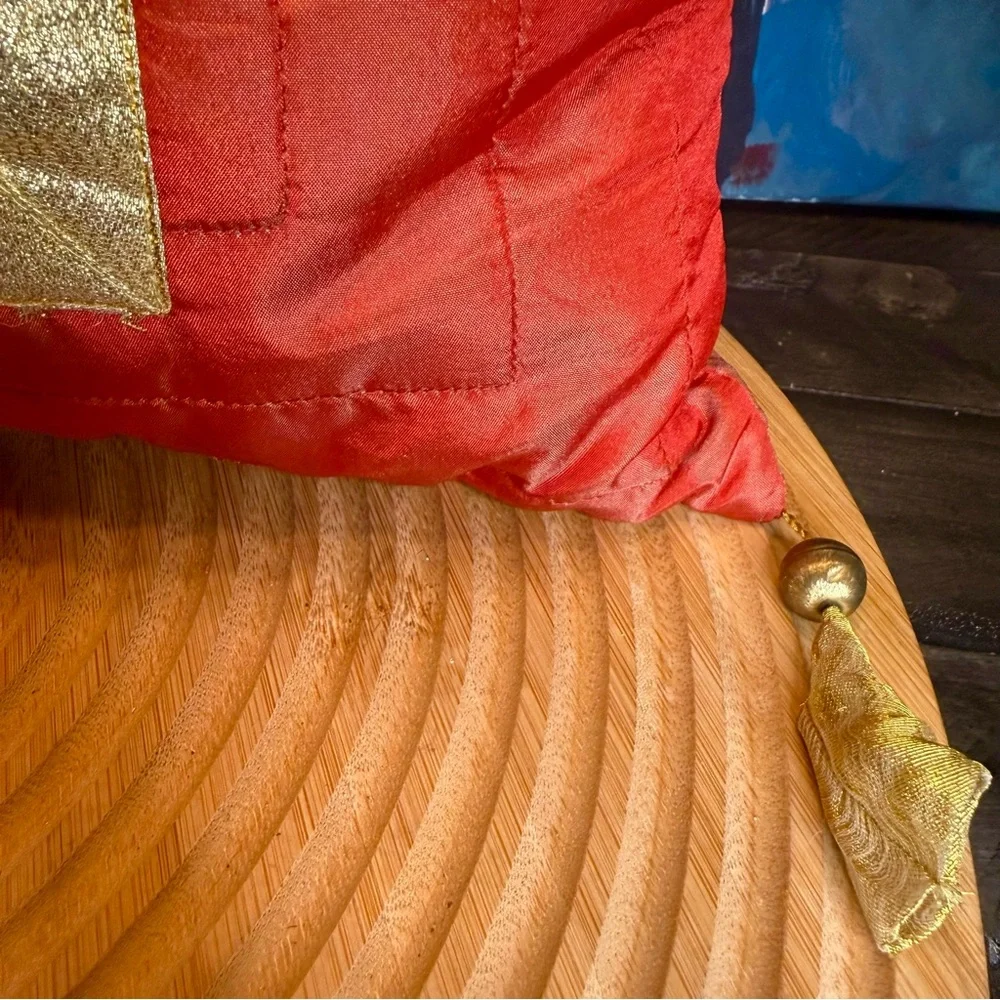VTG Pier 1 Made N India Square Orange Gold Multicolor Decorative Throw Pillow